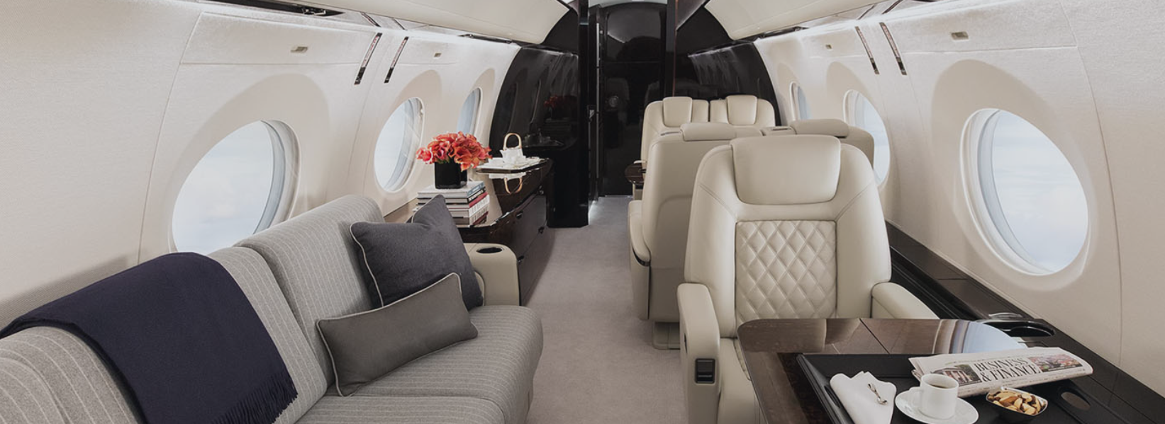 Private jet — cabin in flight.